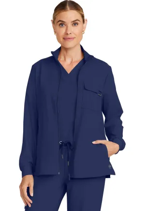 Women's Zip Front Utility Jacket - Navy
