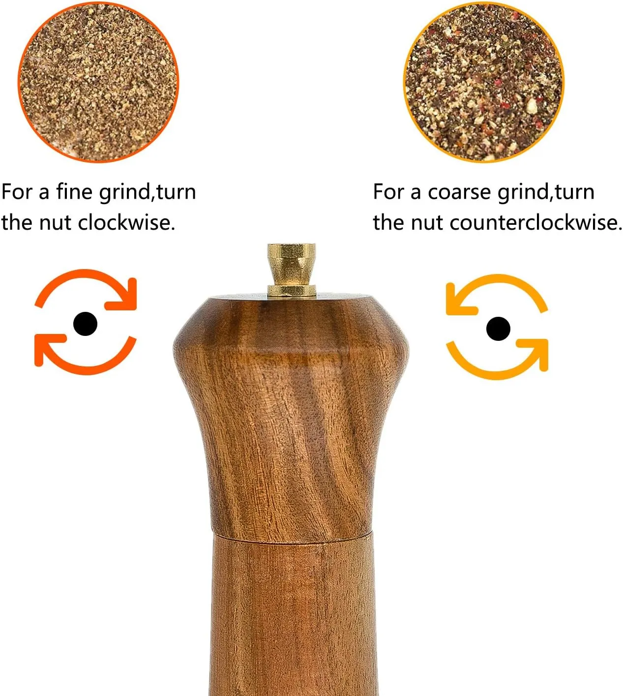 Wooden Pepper Grinder Pepper Mill with Adjustable Coarseness Pepper Grinder Refillable Salt Pepper Grinder Shaker Tableware Gifts Acacia Wood Salt Mill 10 Inch