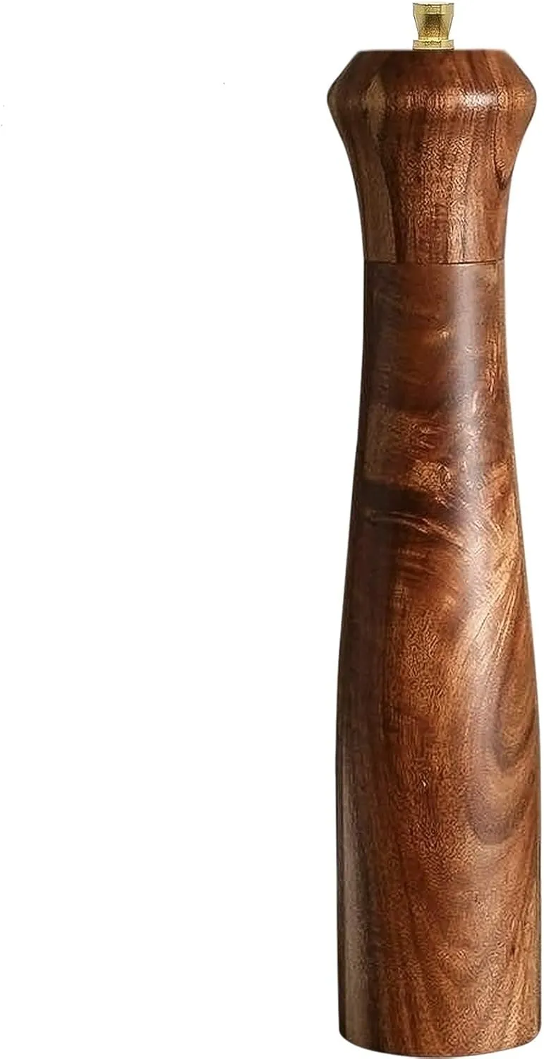 Wooden Pepper Grinder Pepper Mill with Adjustable Coarseness Pepper Grinder Refillable Salt Pepper Grinder Shaker Tableware Gifts Acacia Wood Salt Mill 10 Inch