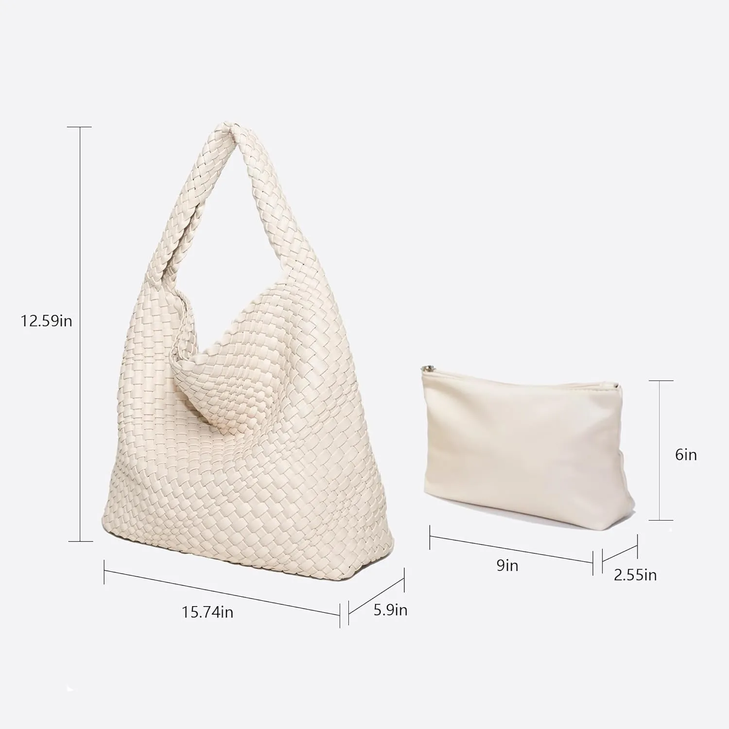 Woven Bag Purses and Handbags for Women, PU Leather Shoulder Bags Top-Handle Bags With Purses