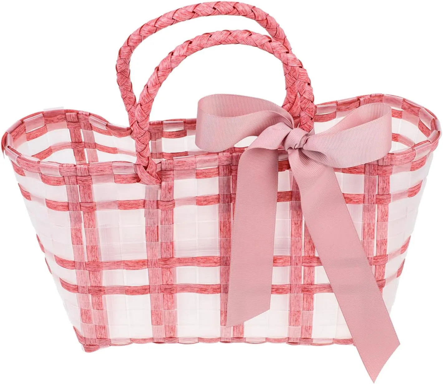 Woven Beach Bag for Women Transparent Handbag Portable Storage Tote for Summer Adventures Stylish and Versatile Beach Accessory