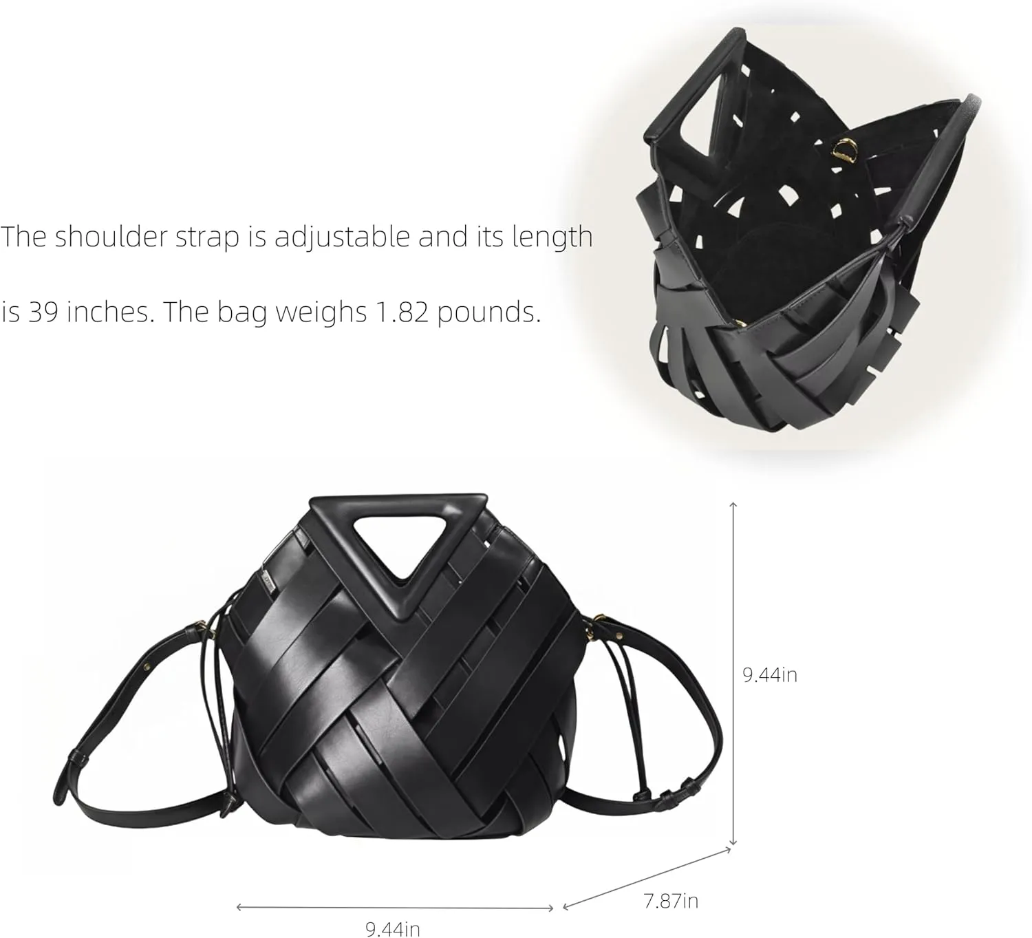 Woven Bucket Crossbody Bags for Women, Retro Leather Tote Handbag Top-handle Hobo Purse Inverted Triangle Shoulder Bag