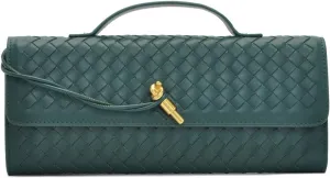 Woven Clutch Purse for women PU Leather Shoulder Bag Casual Fashion Party Evening Handbag Crossbody