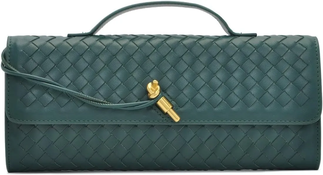 Woven Clutch Purse for women PU Leather Shoulder Bag Casual Fashion Party Evening Handbag Crossbody