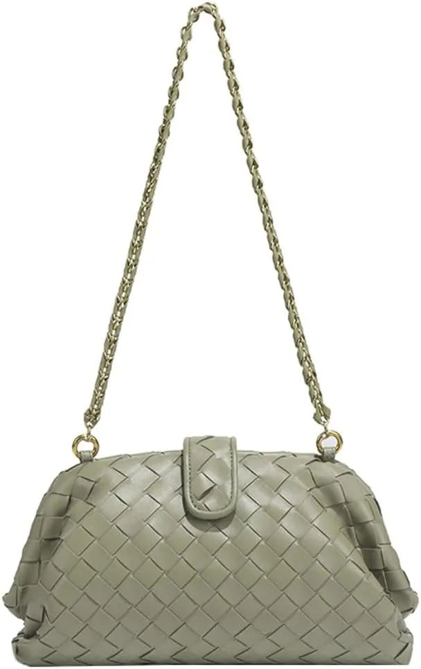Woven Clutch Purse Shoulder Bag for Women Soft Tote Bag Shell Handbag Crossbody Bags Vegan Leather Shoulder Underarm Bag 2025