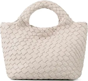 Woven Purses Bag for Women, Vegan Leather Handwoven Bags with Mini Handmade Purse, SMALL Travel Beach Top Handle Handbags