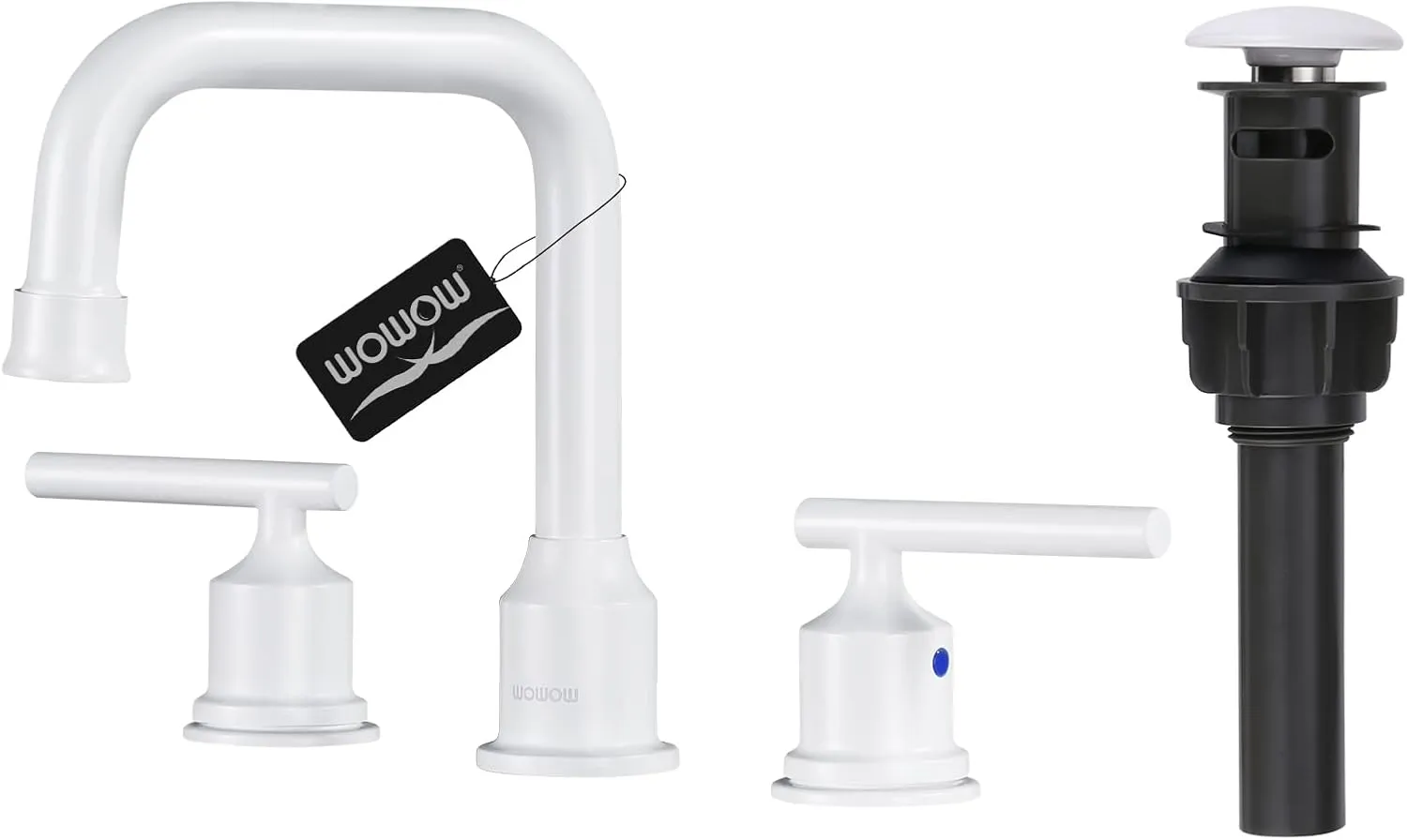 WOWOW 3 Hole Bathroom Faucet White Bathroom Sink Faucet 2 Handle Vanity Tap Lavatory Elegant Basin Mixer Tap with Drain