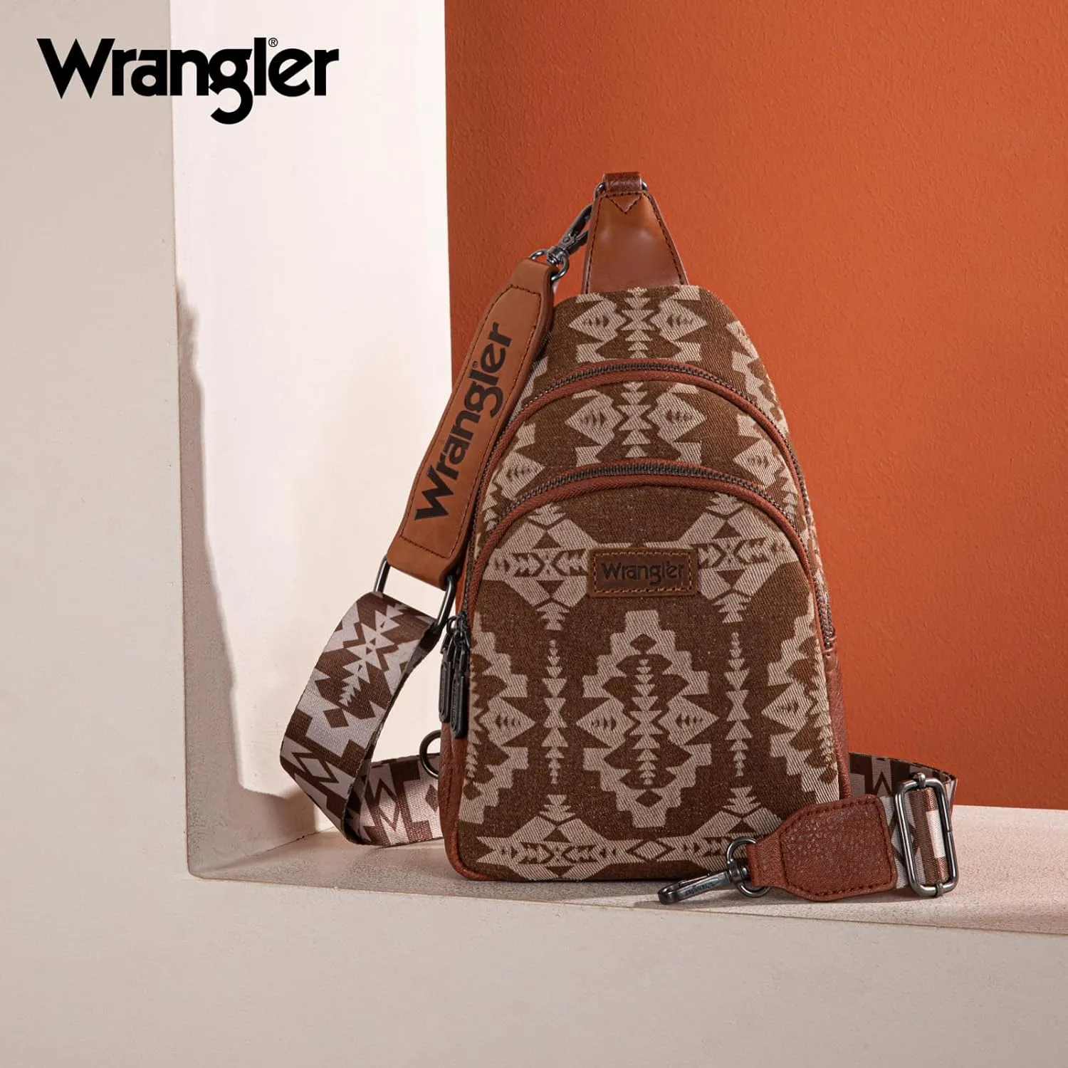 Wrangler Aztec Crossbody Sling Bag for Women - Fanny Pack & Chest Bag Purse