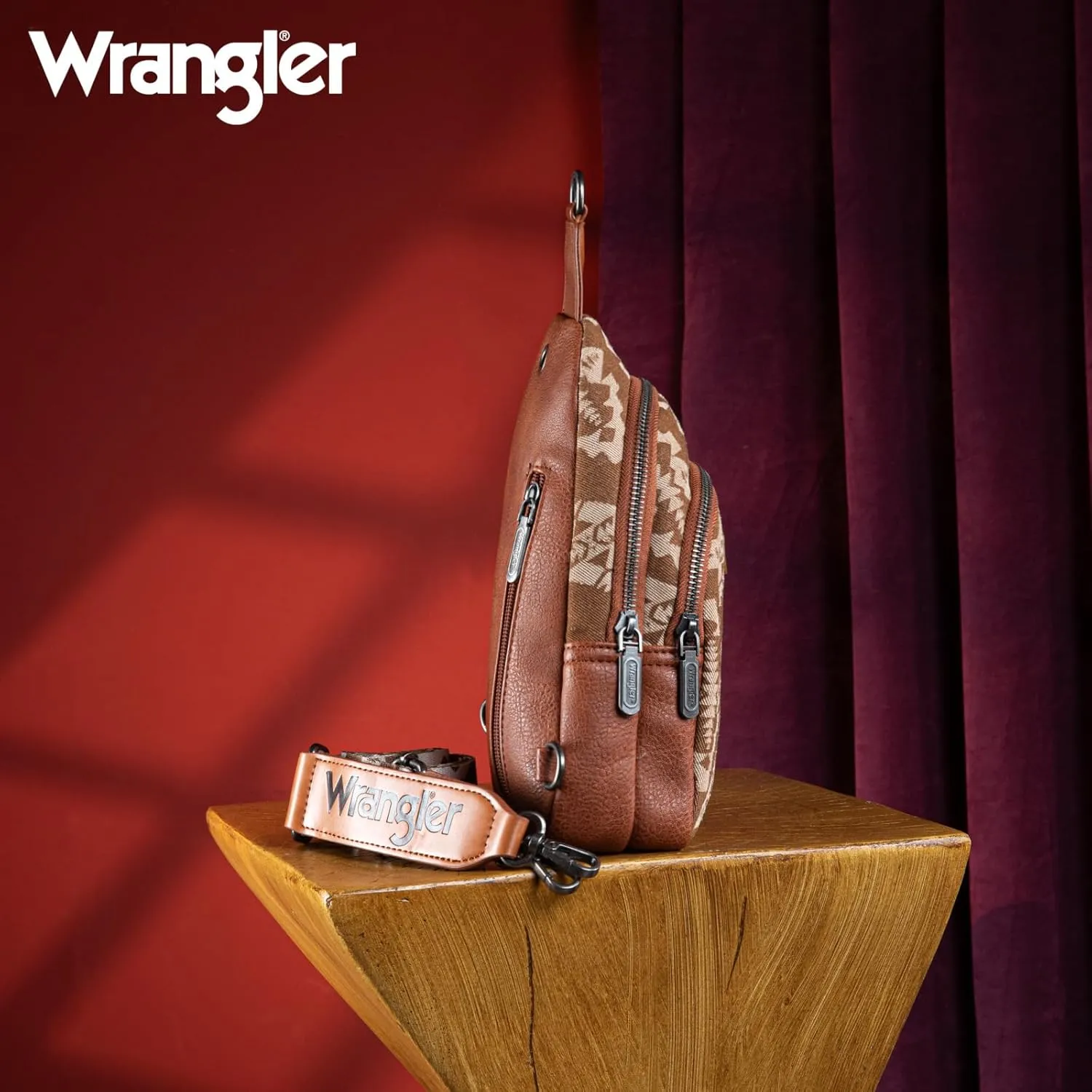 Wrangler Aztec Crossbody Sling Bag for Women - Fanny Pack & Chest Bag Purse