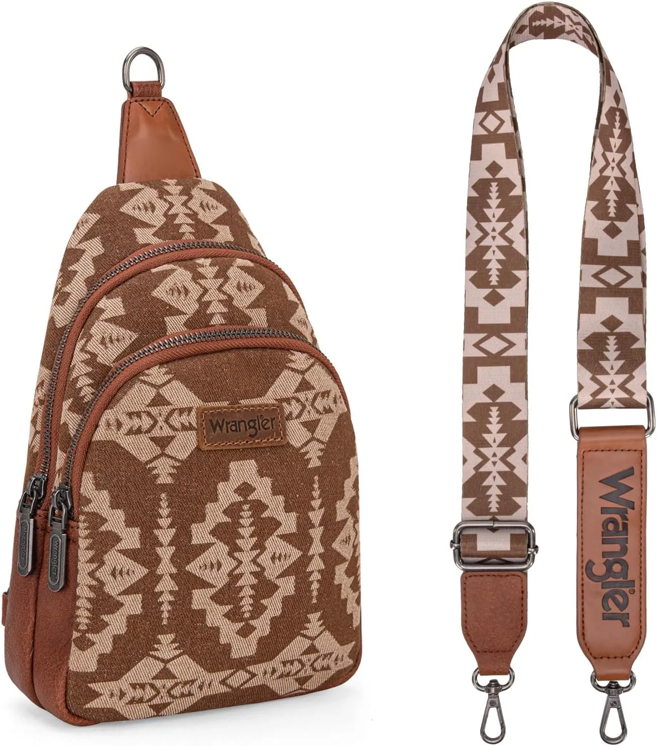 Wrangler Aztec Crossbody Sling Bag for Women - Fanny Pack & Chest Bag Purse