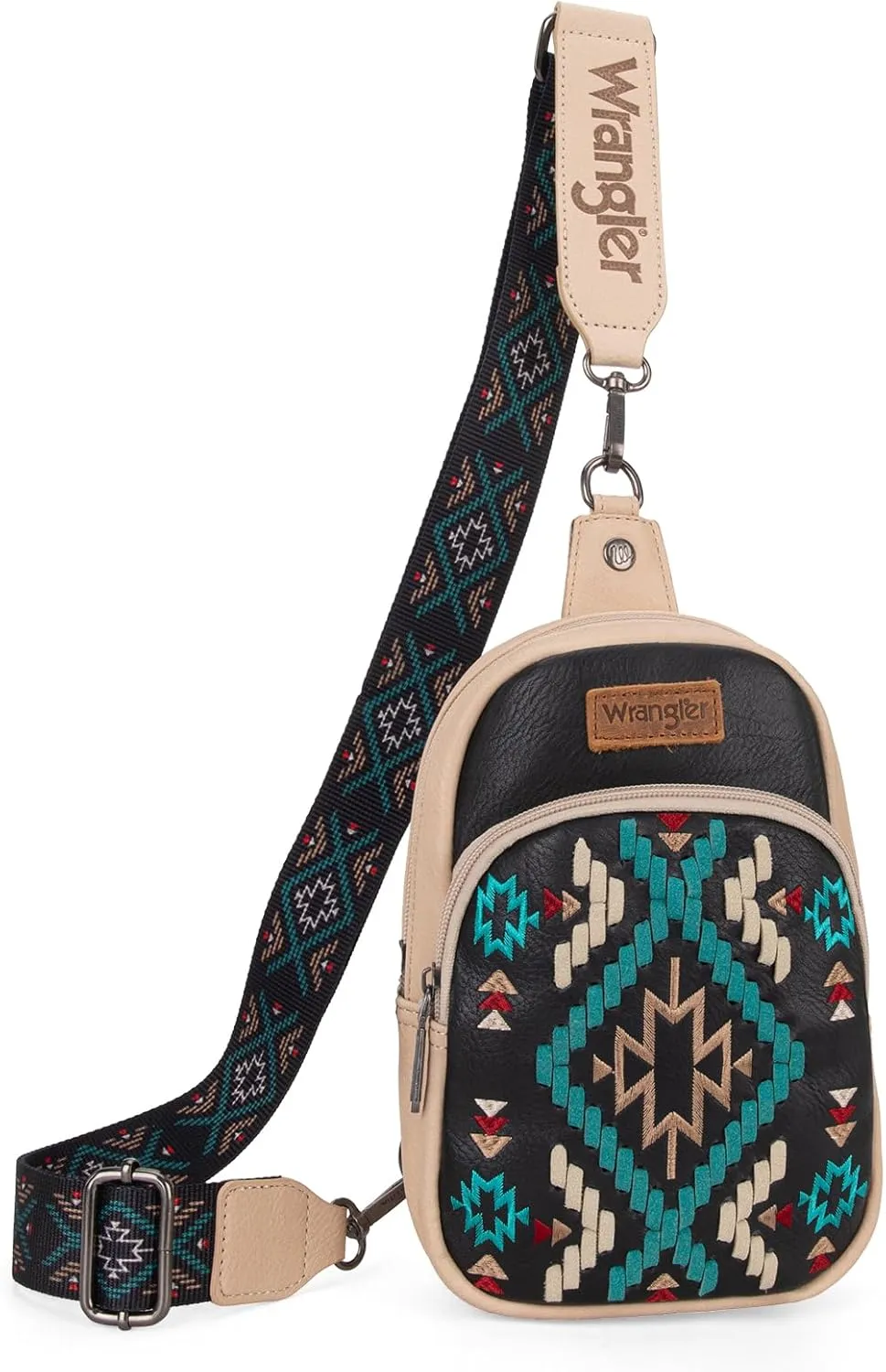 Wrangler Aztec Crossbody Sling Bag for Women - Fanny Pack & Chest Bag Purse