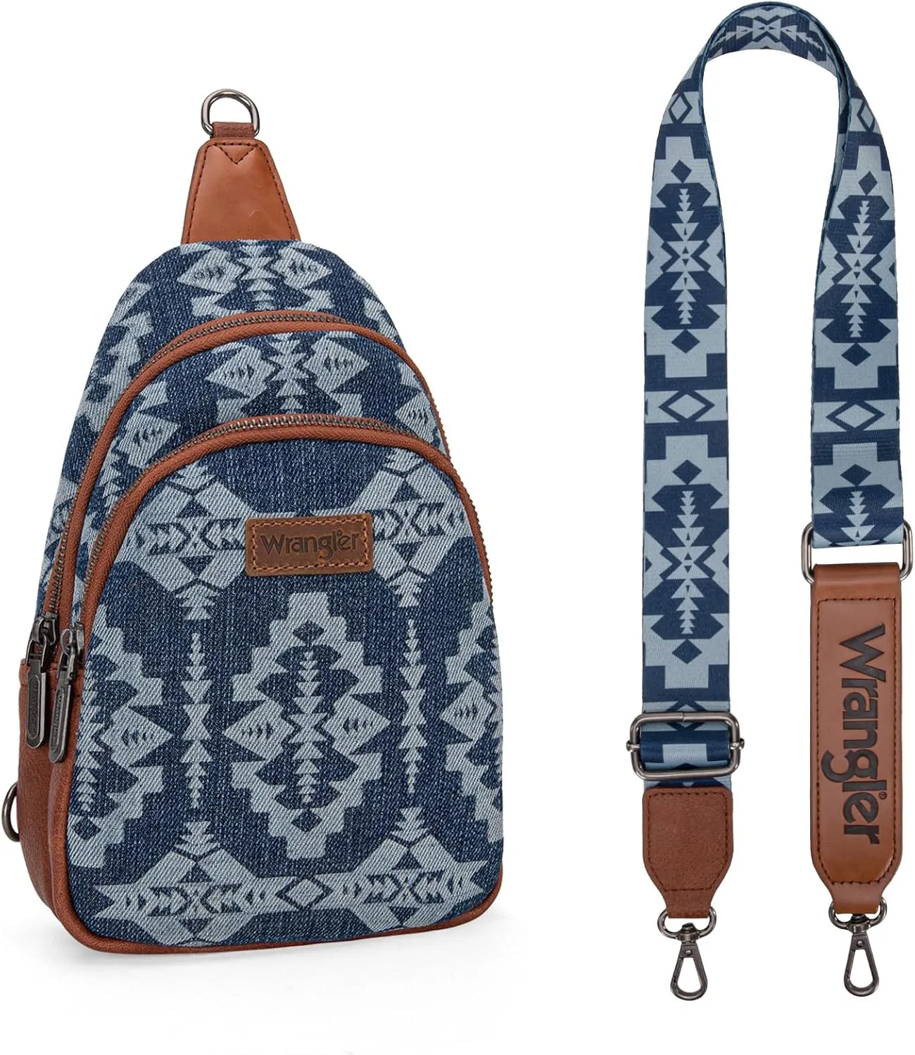 Wrangler Aztec Crossbody Sling Bag for Women - Fanny Pack & Chest Bag Purse