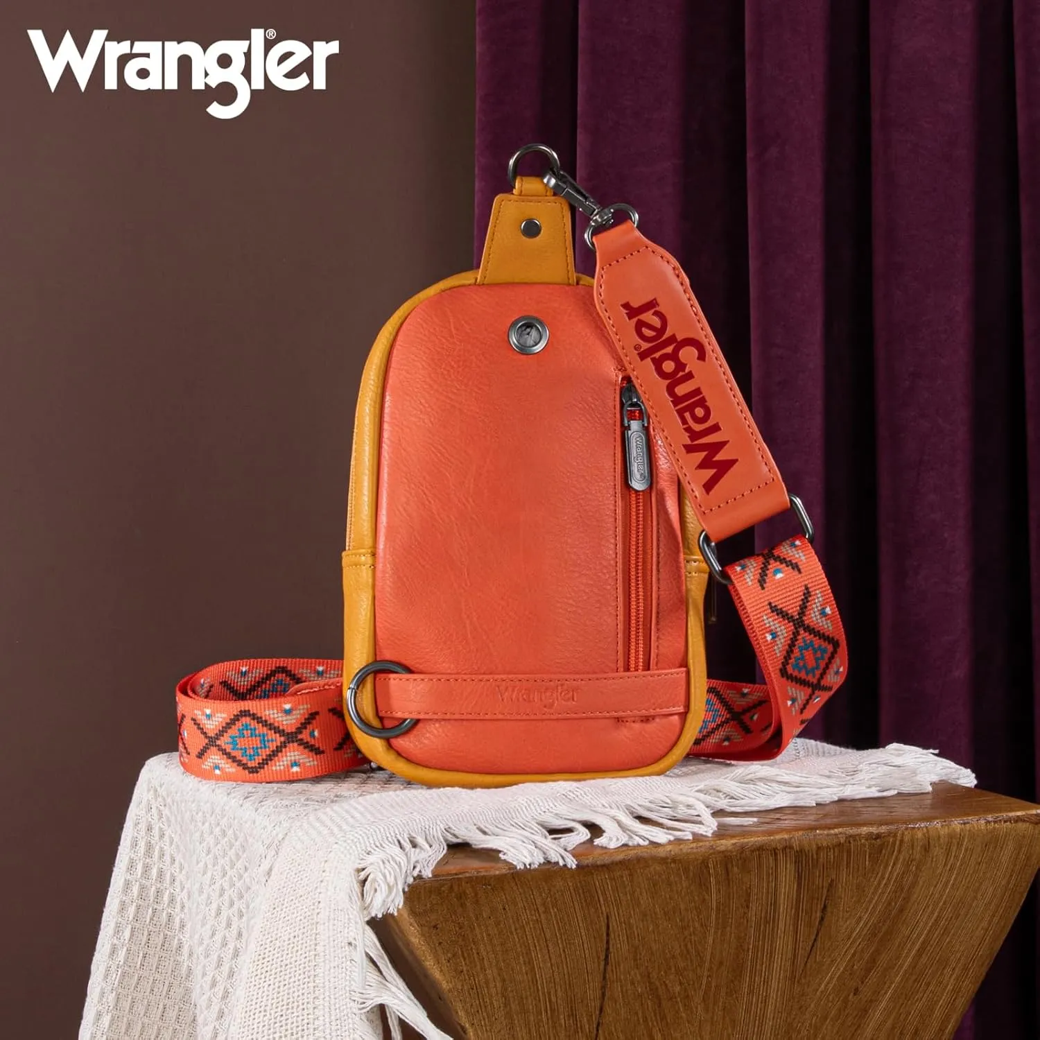 Wrangler Aztec Crossbody Sling Bag for Women - Fanny Pack & Chest Bag Purse