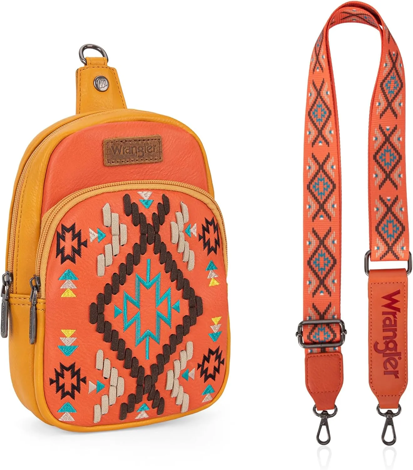 Wrangler Aztec Crossbody Sling Bag for Women - Fanny Pack & Chest Bag Purse