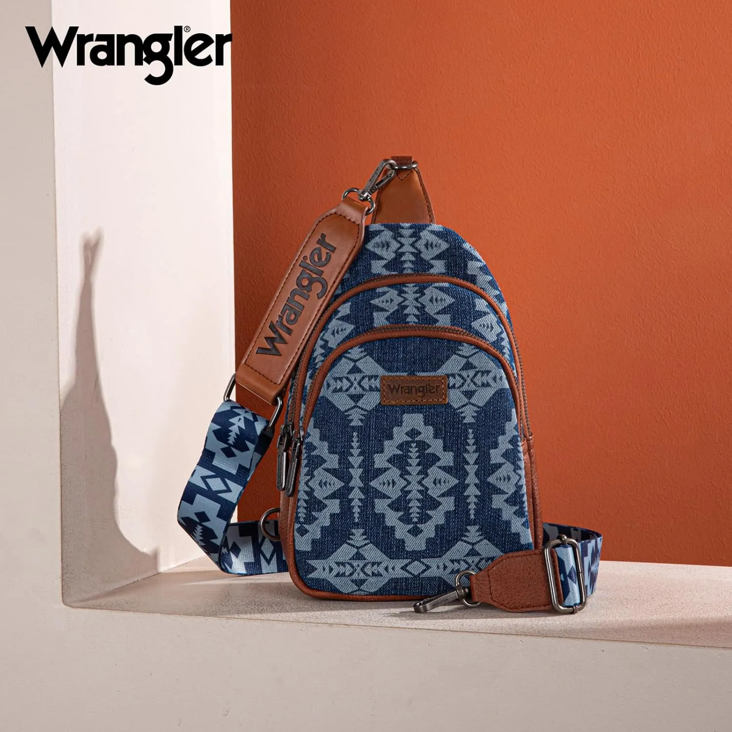 Wrangler Aztec Crossbody Sling Bag for Women - Fanny Pack & Chest Bag Purse
