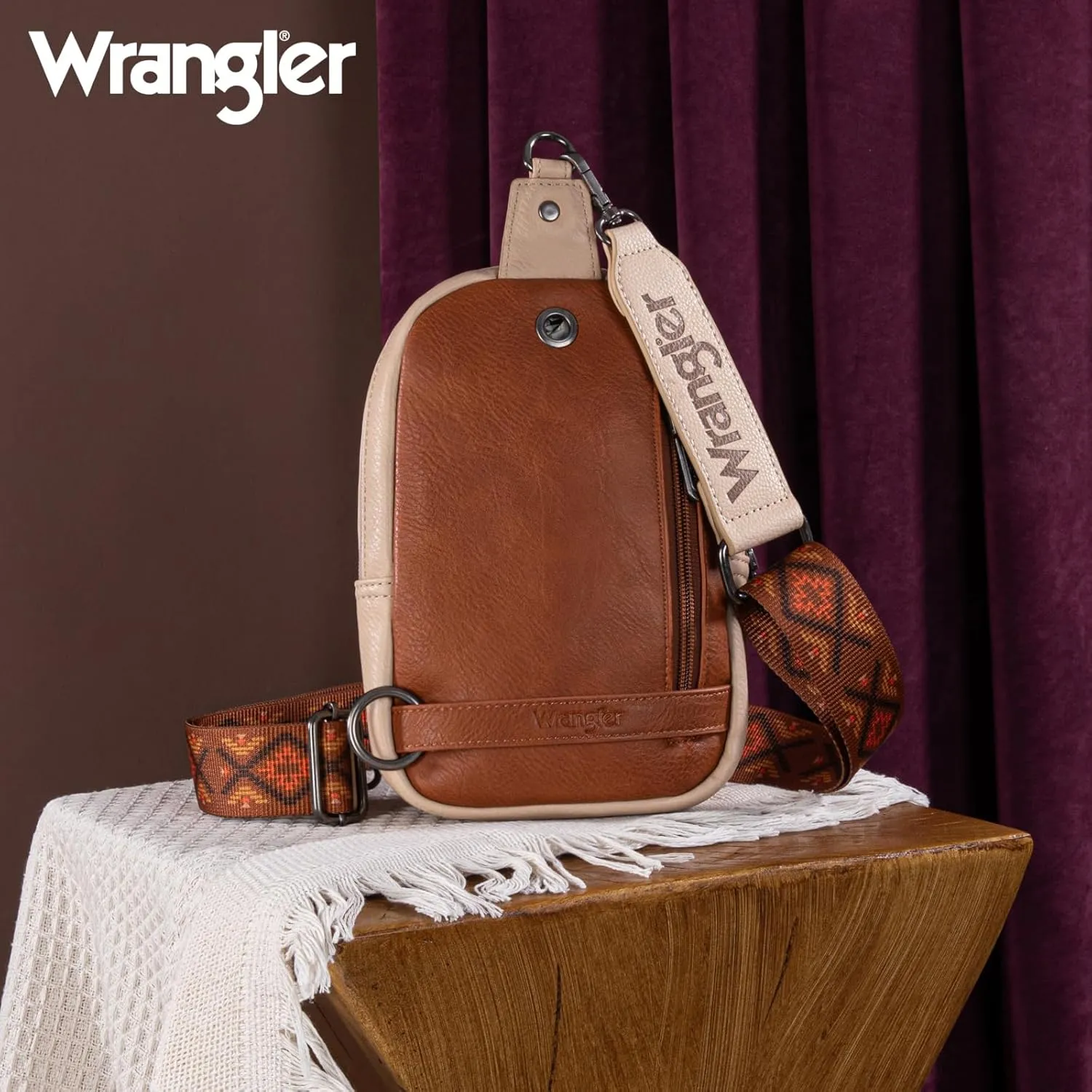 Wrangler Aztec Crossbody Sling Bag for Women - Fanny Pack & Chest Bag Purse