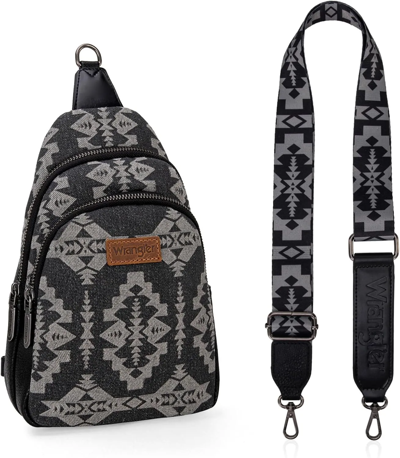 Wrangler Aztec Crossbody Sling Bag for Women - Fanny Pack & Chest Bag Purse