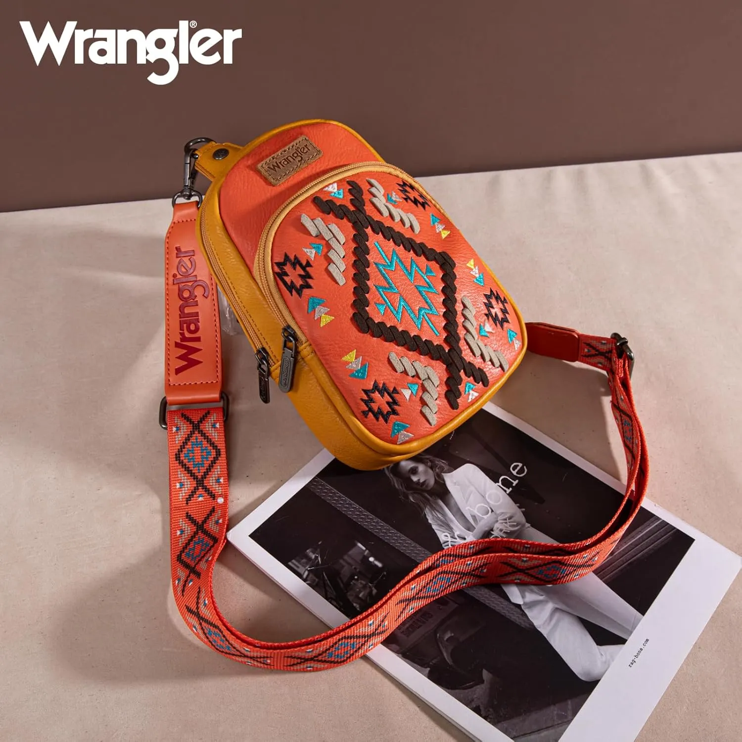 Wrangler Aztec Crossbody Sling Bag for Women - Fanny Pack & Chest Bag Purse