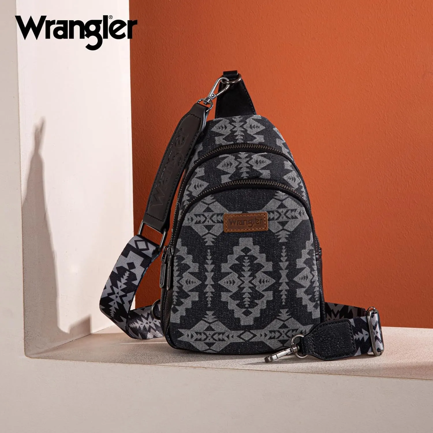 Wrangler Aztec Crossbody Sling Bag for Women - Fanny Pack & Chest Bag Purse