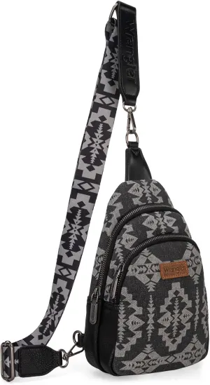 Wrangler Aztec Crossbody Sling Bag for Women - Fanny Pack & Chest Bag Purse