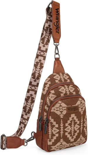 Wrangler Aztec Crossbody Sling Bag for Women - Fanny Pack & Chest Bag Purse