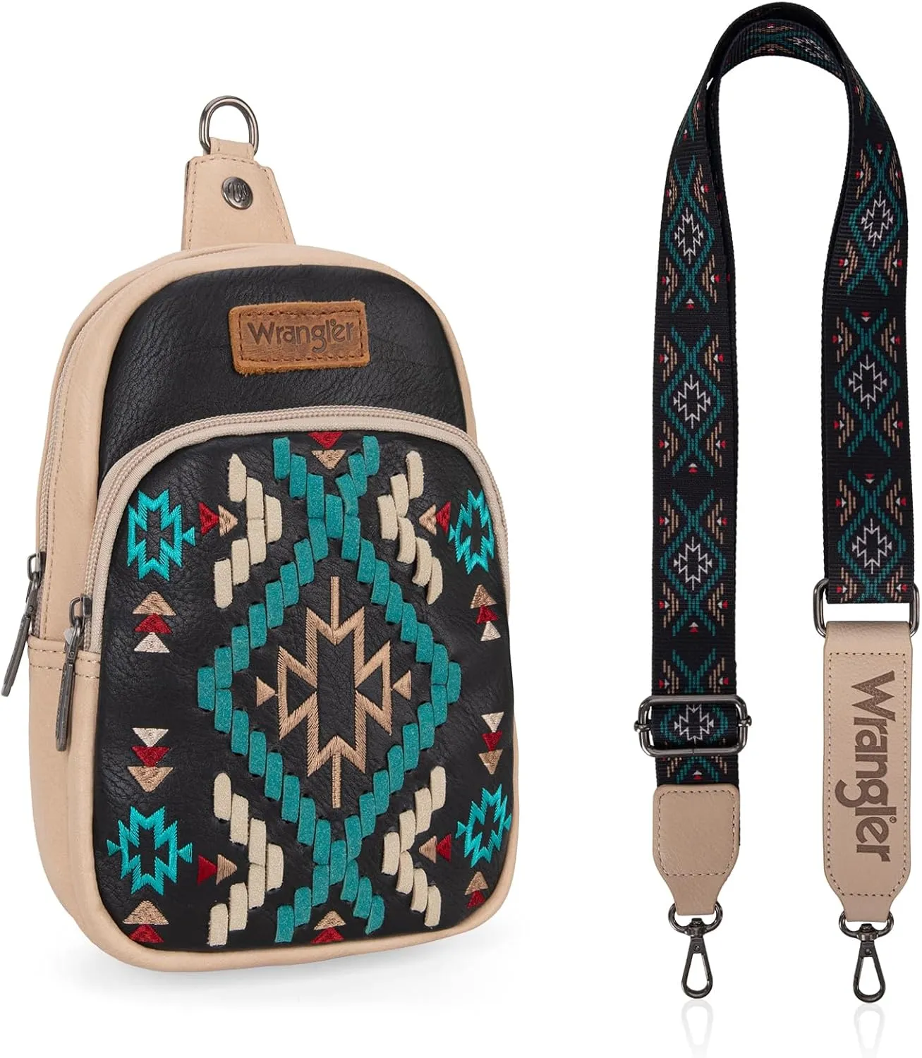 Wrangler Aztec Crossbody Sling Bag for Women - Fanny Pack & Chest Bag Purse