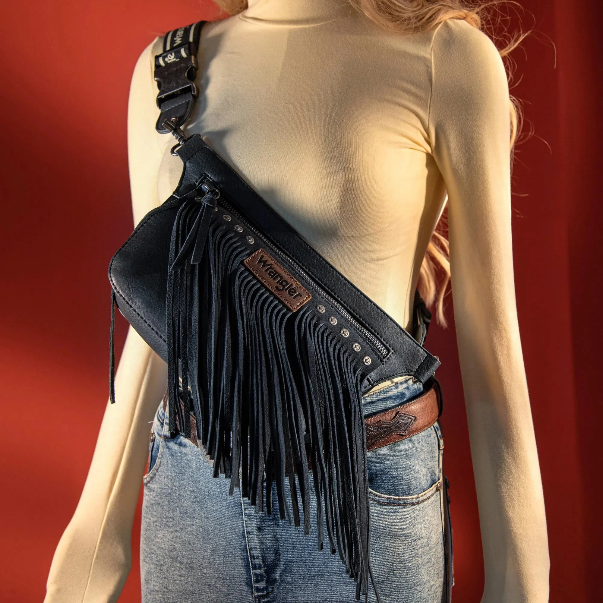 Wrangler Fringe Fanny Pack Belt Bag Sling Bag