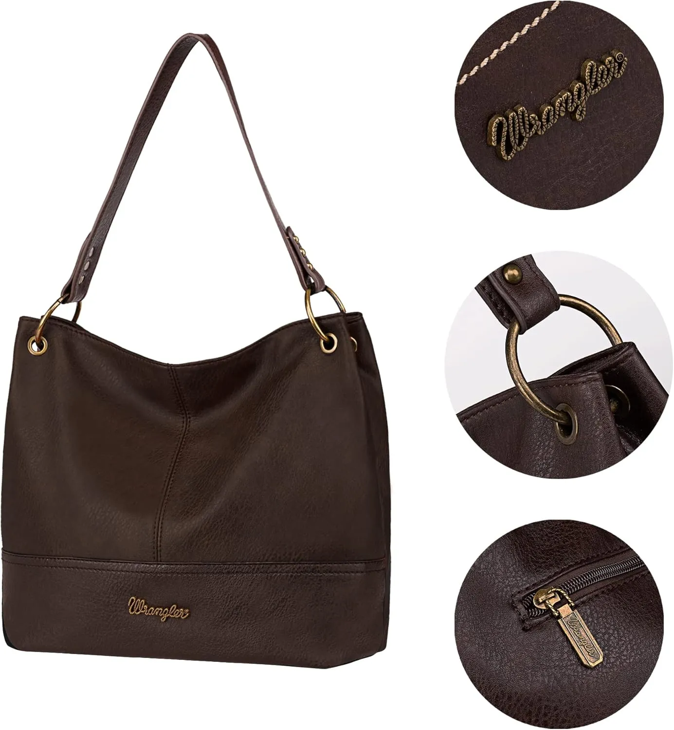 Wrangler Hobo Bags for Women Vegan Leather Top Handle Shoulder Purses and Handbags