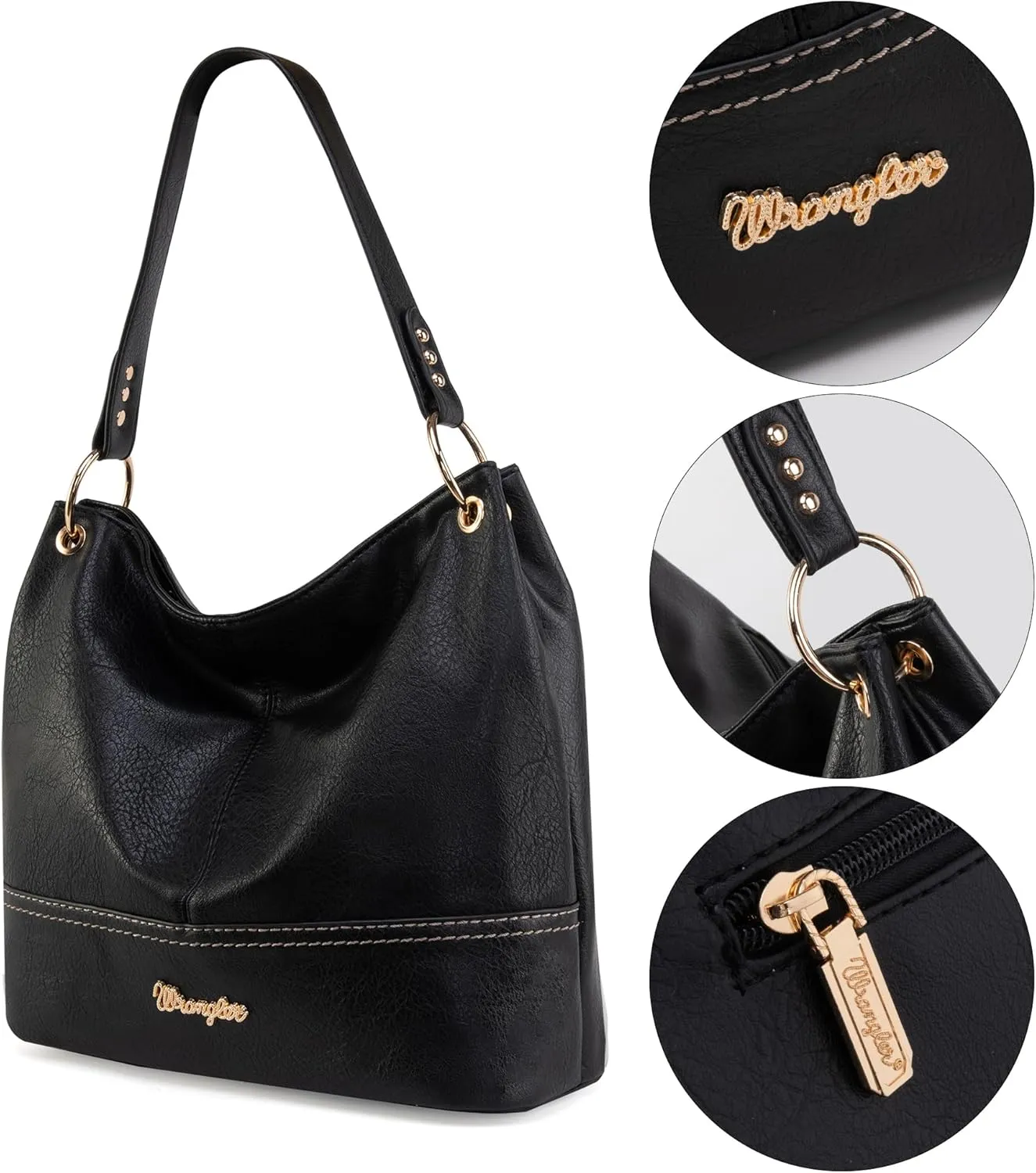 Wrangler Hobo Bags for Women Vegan Leather Top Handle Shoulder Purses and Handbags