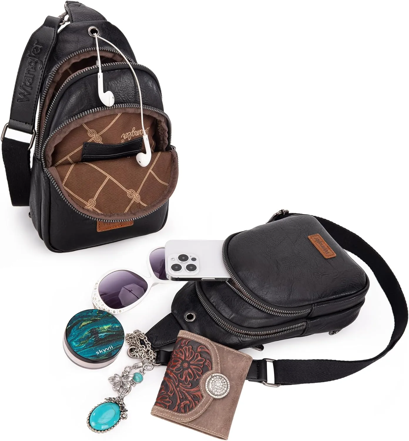 Wrangler Small Crossbody Sling Bags for Women Fanny Packs Chest Bag for Travel Gift