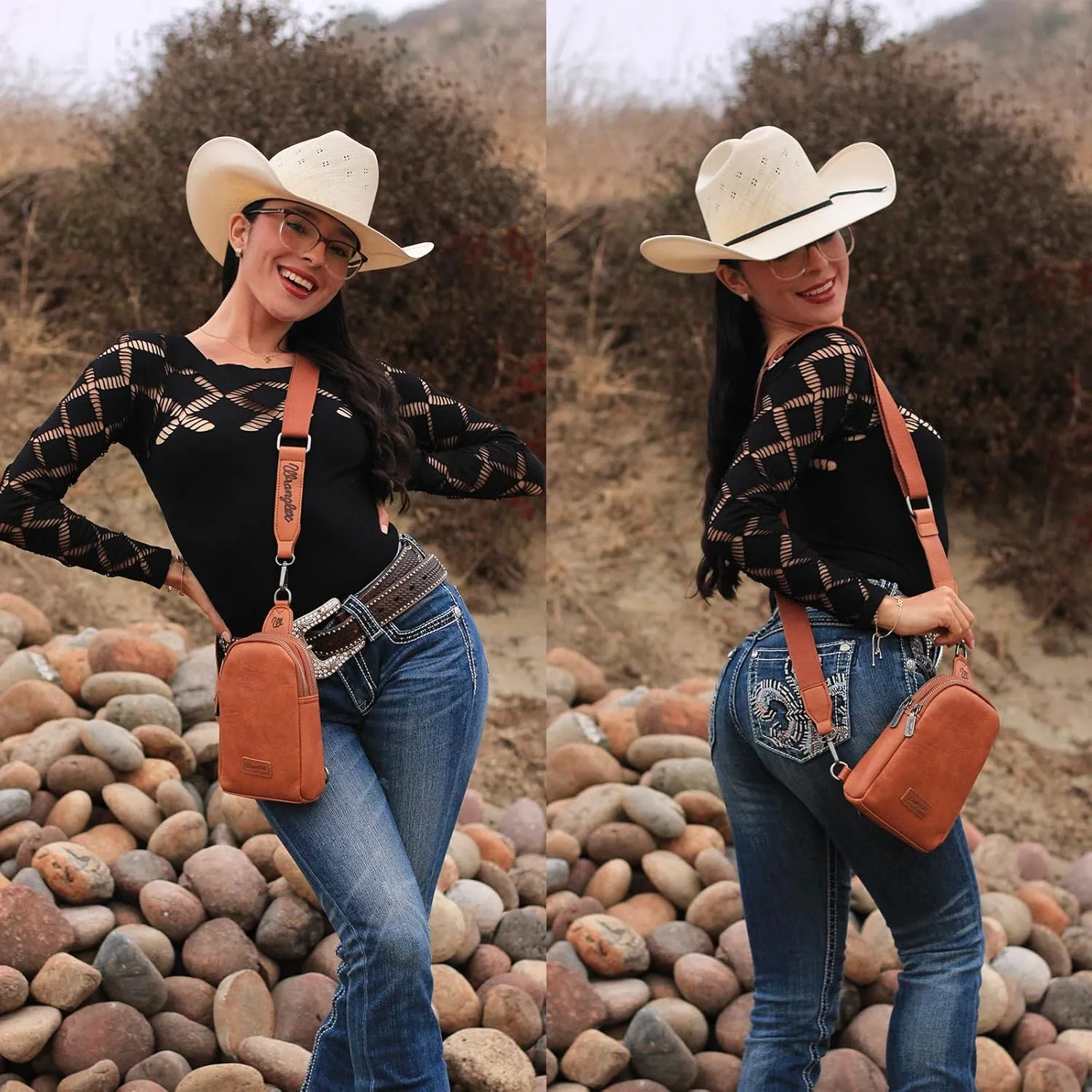 Wrangler Small Crossbody Sling Bags for Women Fanny Packs Chest Bag for Travel - Mother Day Gift
