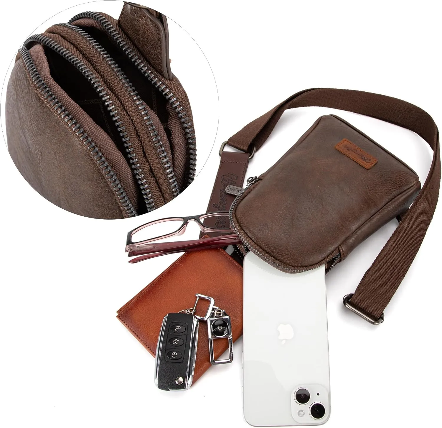 Wrangler Small Crossbody Sling Bags for Women Fanny Packs Chest Bag for Travel - Mother Day Gift