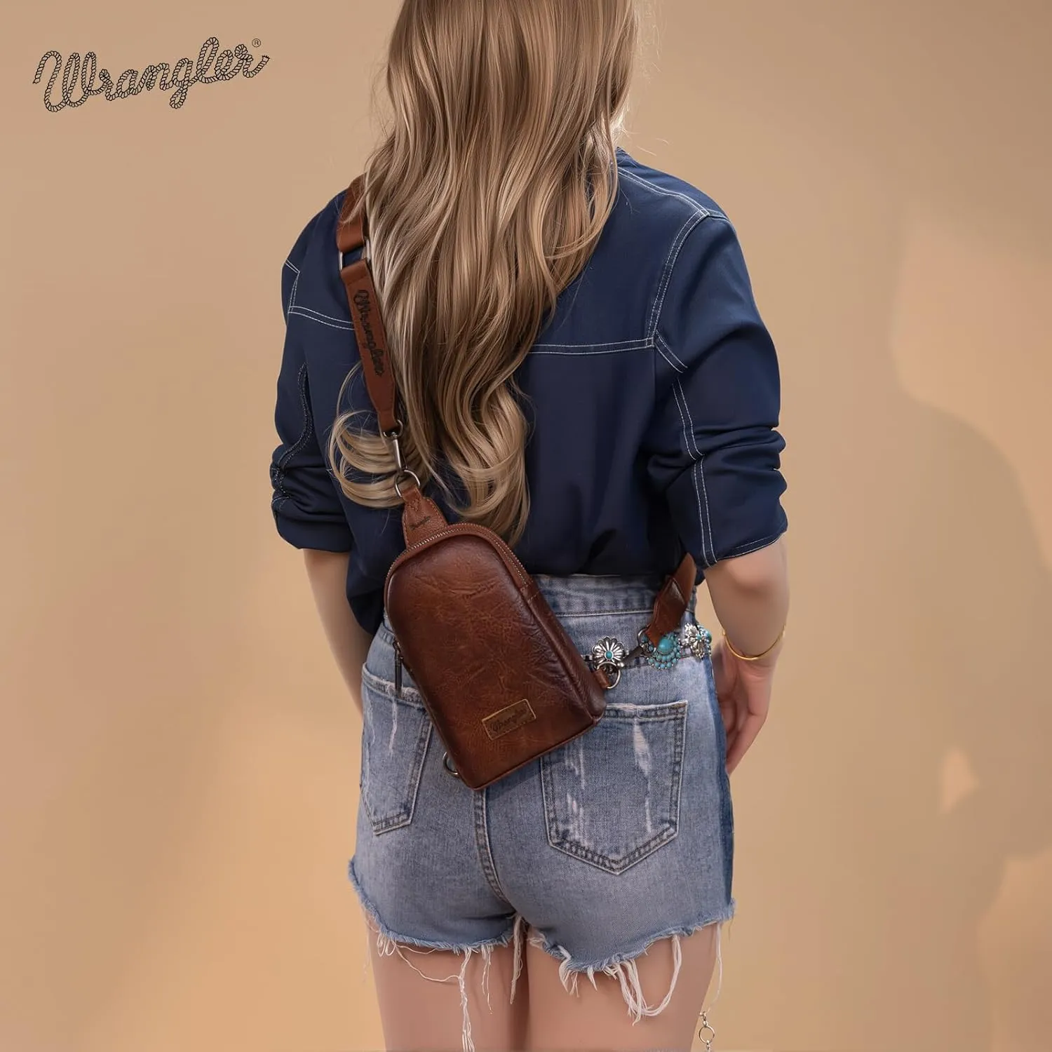 Wrangler Small Crossbody Sling Bags for Women Fanny Packs Chest Bag for Travel - Mother Day Gift
