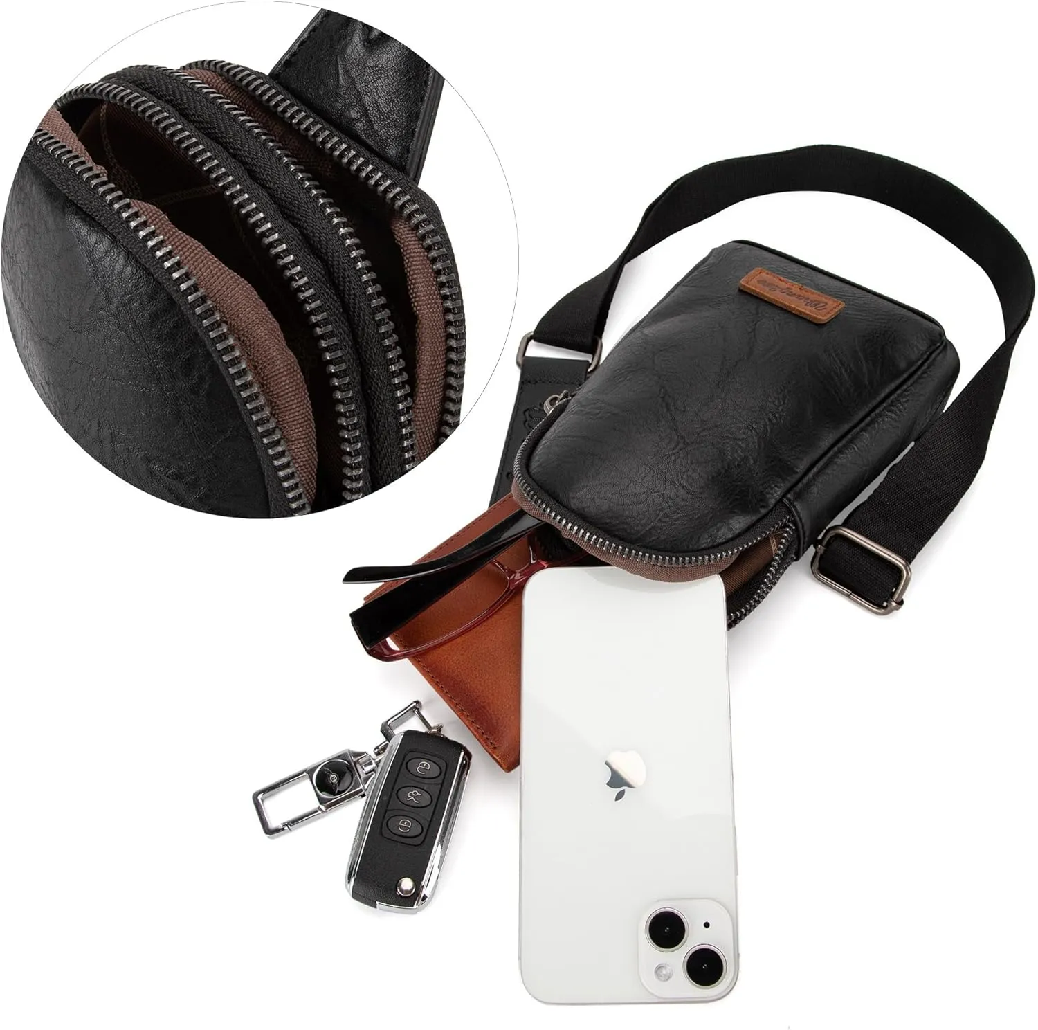 Wrangler Small Crossbody Sling Bags for Women Fanny Packs Chest Bag for Travel - Mother Day Gift