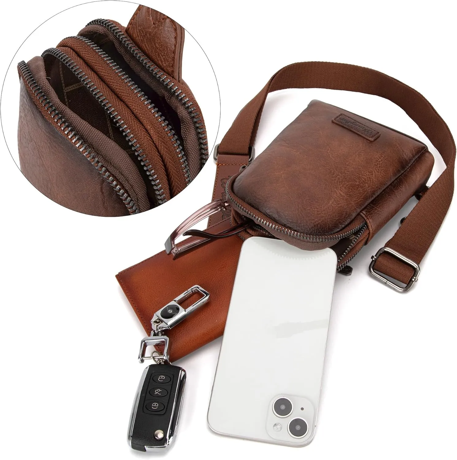 Wrangler Small Crossbody Sling Bags for Women Fanny Packs Chest Bag for Travel - Mother Day Gift