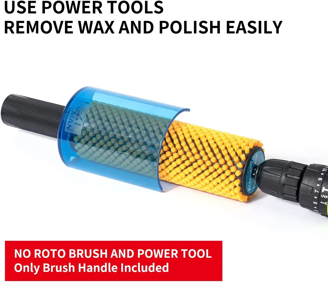 XCMAN Ski Snowboard Roto Brush 200mm Length-Horsehair,Nylon,Axle with Safety Shield/Hood - Sold Separately.