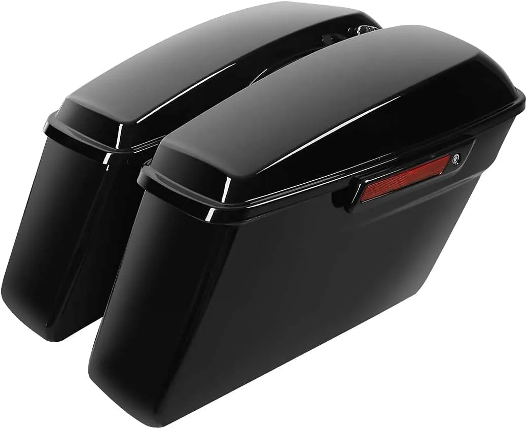 XFMT Motorcycle Hard Saddlebags Vivid Black Saddle Bags Trunk W/Black Latches For Harley Touring Road King Street Glide Road Glide Electra Glide Ultra Classic 2014-2024