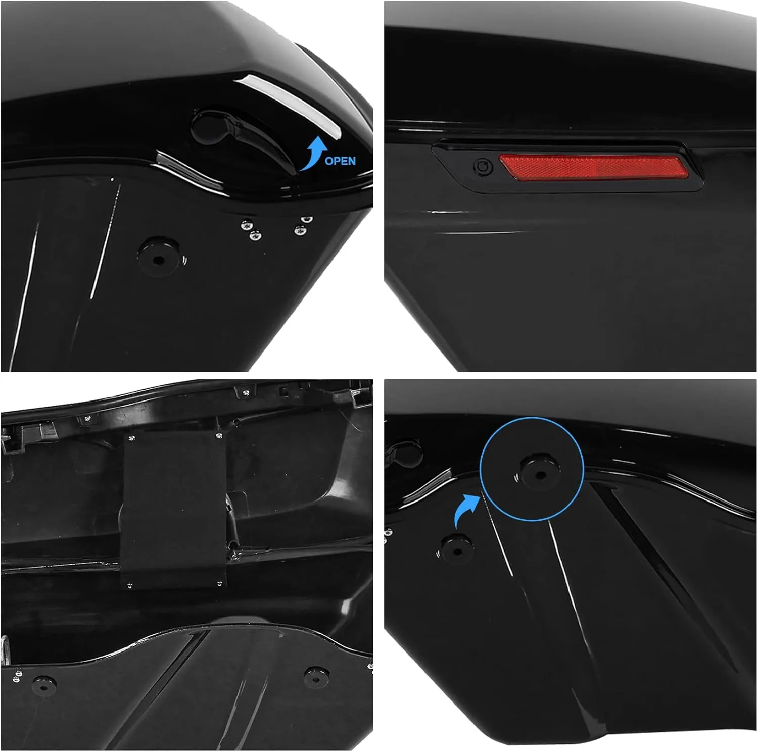 XFMT Motorcycle Hard Saddlebags Vivid Black Saddle Bags Trunk W/Black Latches For Harley Touring Road King Street Glide Road Glide Electra Glide Ultra Classic 2014-2024