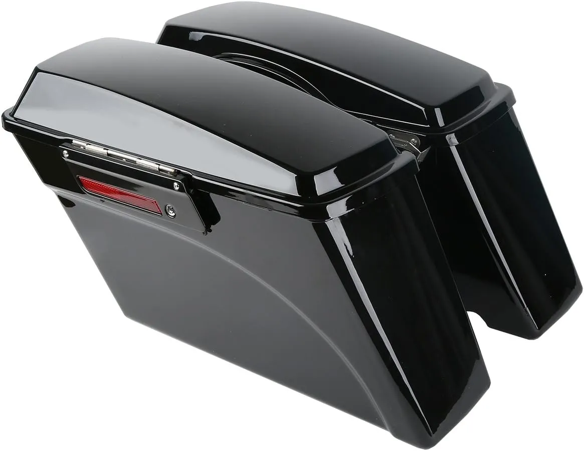 XFMT Motorcycle Saddlebags Vivid Black Hard Saddle Bags Trunk W/Black Latches For Harley Touring Road King Street Glide Road Glide Electra Glide Ultra Classic 1994-2013
