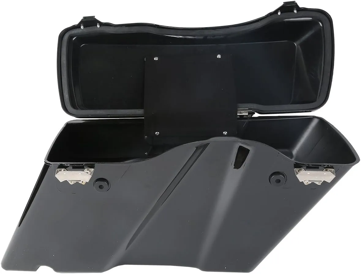 XFMT Motorcycle Saddlebags Vivid Black Hard Saddle Bags Trunk W/Black Latches For Harley Touring Road King Street Glide Road Glide Electra Glide Ultra Classic 1994-2013
