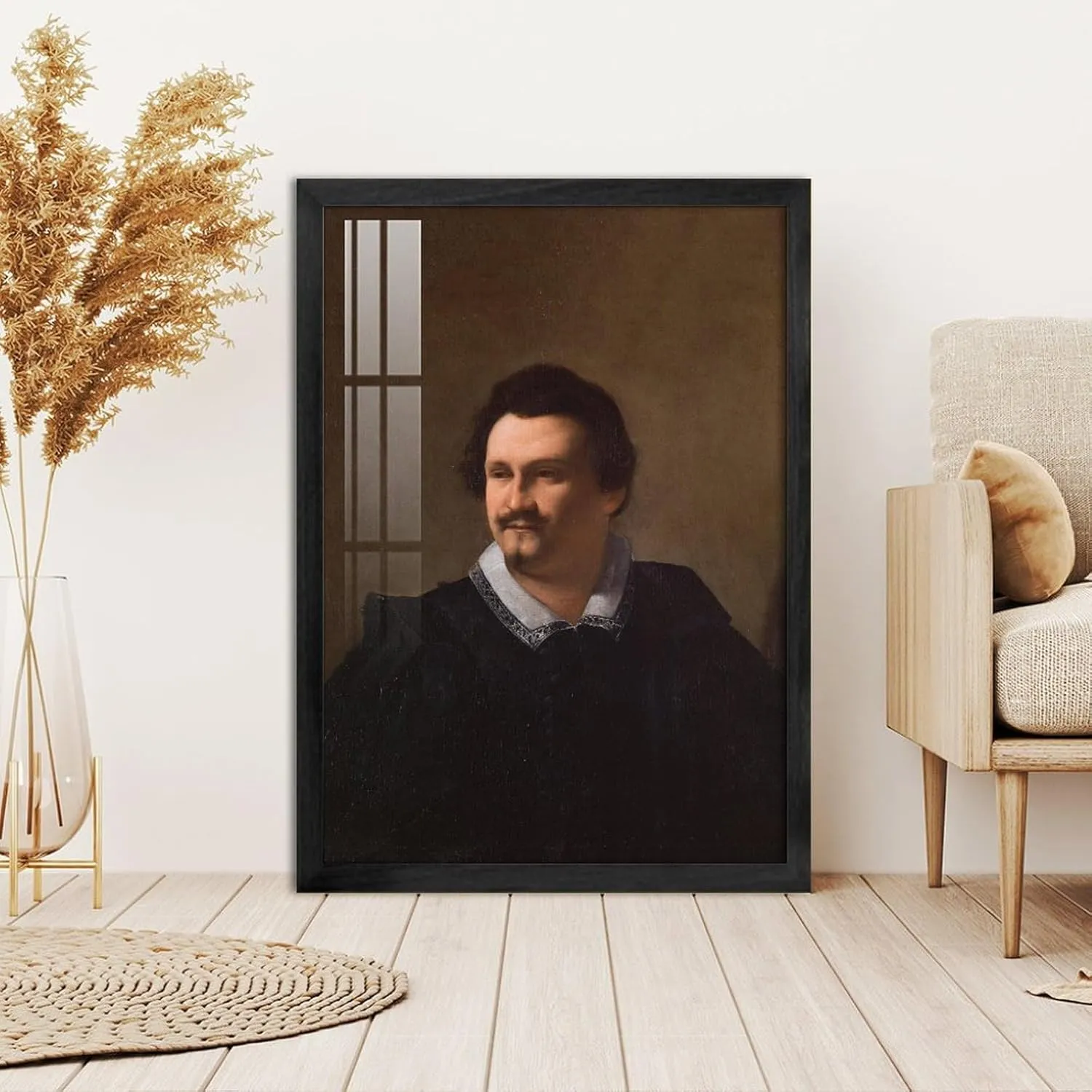 XIARAO Portrait of A Gentleman (Scipione Borghese) (1598-1604) by Caravaggio Office Decor Modern Aluminum Alloy Frame Wood Black-style-10 12x16inch(30x40cm)