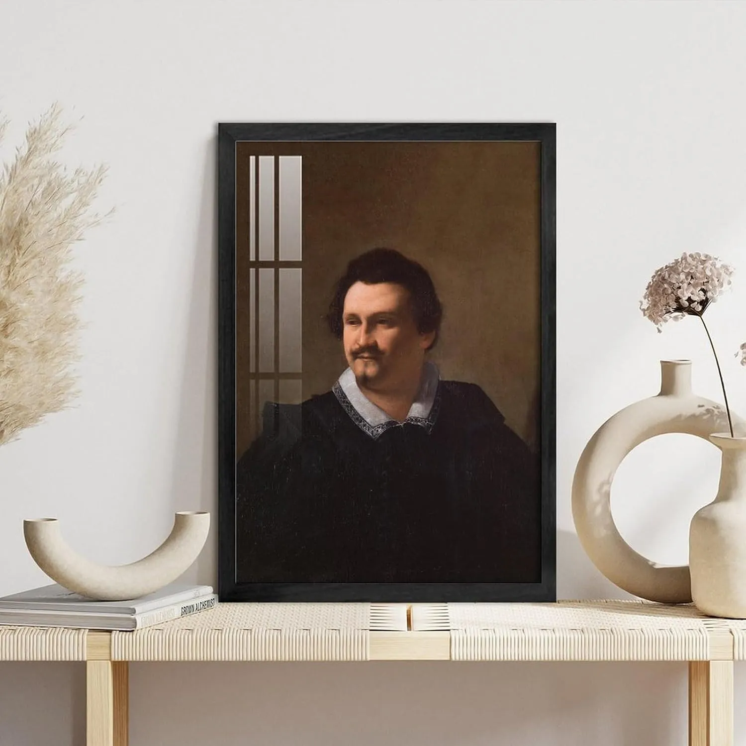 XIARAO Portrait of A Gentleman (Scipione Borghese) (1598-1604) by Caravaggio Office Decor Modern Aluminum Alloy Frame Wood Black-style-10 12x16inch(30x40cm)