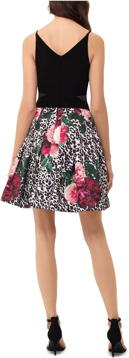 Xscape Womens Printed Midi Cocktail and Party Dress