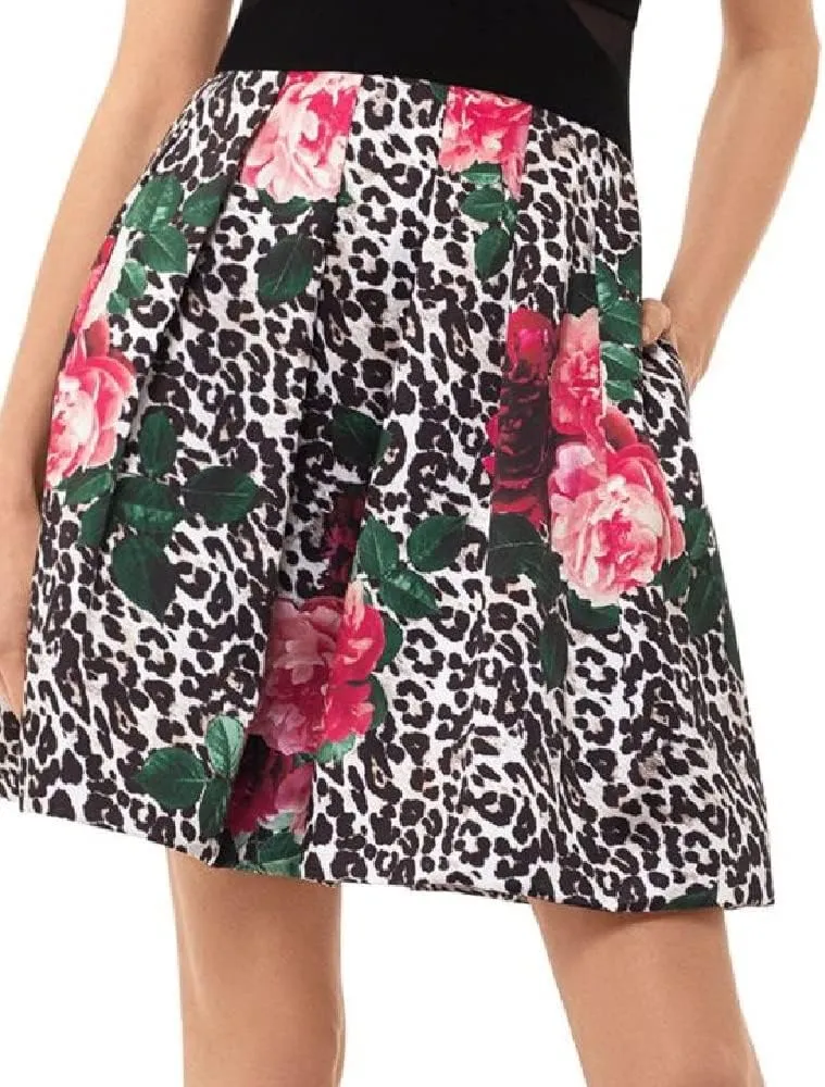 Xscape Womens Printed Midi Cocktail and Party Dress