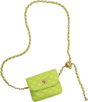 YAMEIZE PU Leather Chain Belt Bag for Women - Crossbody Waist Bag Fanny Pack Detachable Belt Chain Women Evening Mini Handbag