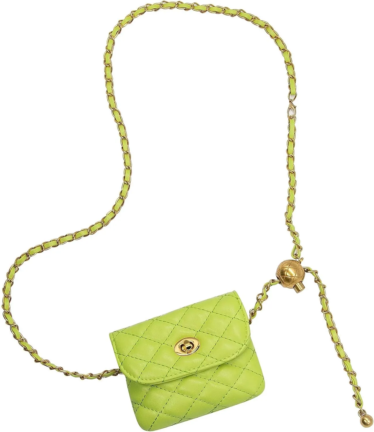 YAMEIZE PU Leather Chain Belt Bag for Women - Crossbody Waist Bag Fanny Pack Detachable Belt Chain Women Evening Mini Handbag