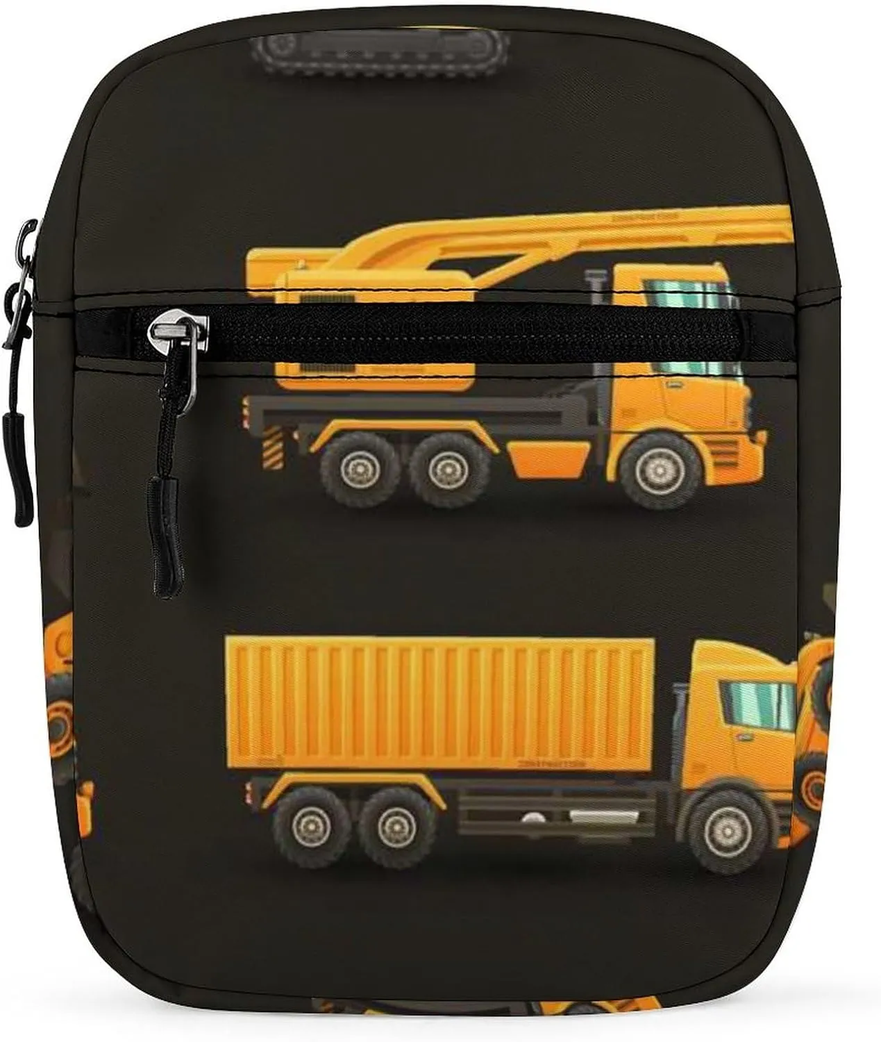 Yellow Construction Machinery Trucks, Crane, Loader, Bulldozer Adjustable Fanny Waist Pack Pouch, Waterproof Crossbody Runners Bag Wallet for Gym Hiking Fitness Women Men 6.1 x 2.2 x 7.9 inch