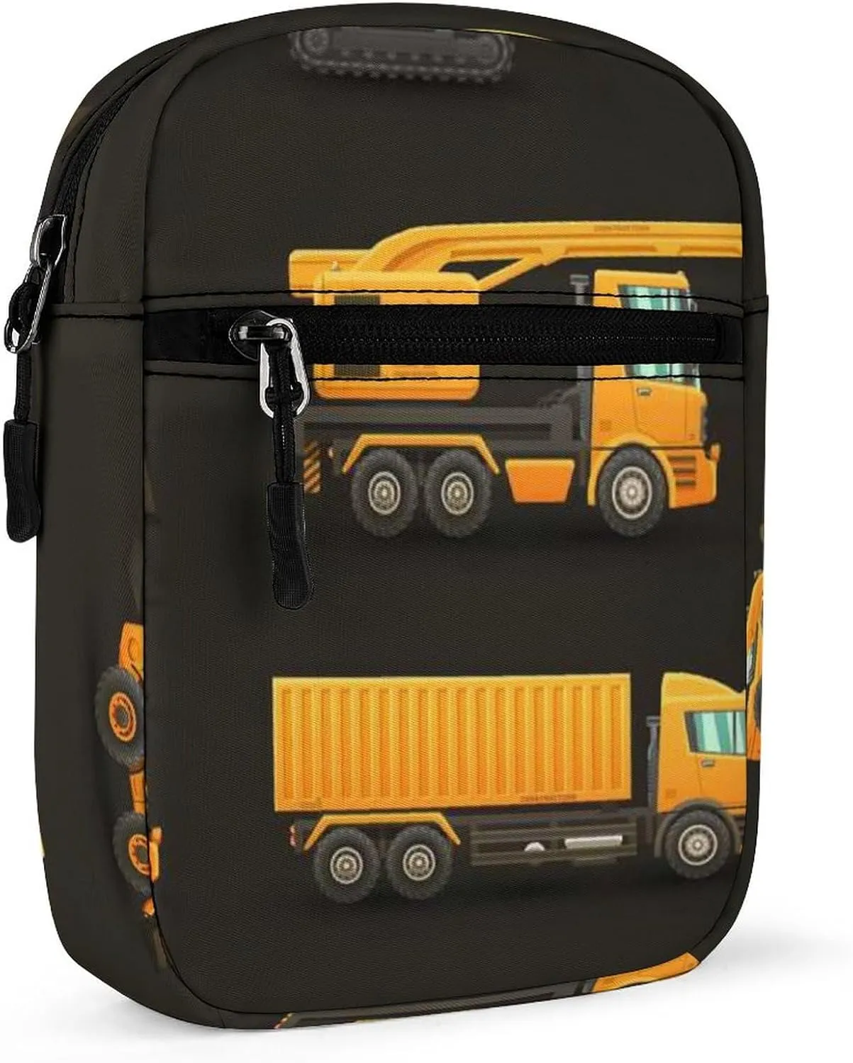 Yellow Construction Machinery Trucks, Crane, Loader, Bulldozer Adjustable Fanny Waist Pack Pouch, Waterproof Crossbody Runners Bag Wallet for Gym Hiking Fitness Women Men 6.1 x 2.2 x 7.9 inch