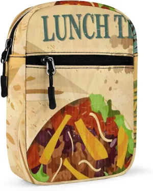 Yellow Mexican Food Tortilla, Hamburger, Burrito, Tequila Adjustable Fanny Waist Pack Pouch, Waterproof Crossbody Runners Bag Wallet for Gym Hiking Fitness Women Men 6.1 x 2.2 x 7.9 inch