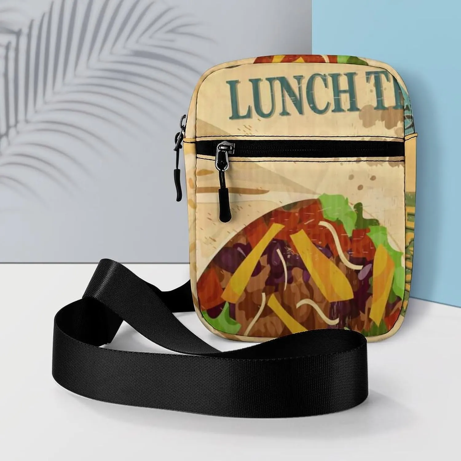 Yellow Mexican Food Tortilla, Hamburger, Burrito, Tequila Adjustable Fanny Waist Pack Pouch, Waterproof Crossbody Runners Bag Wallet for Gym Hiking Fitness Women Men 6.1 x 2.2 x 7.9 inch